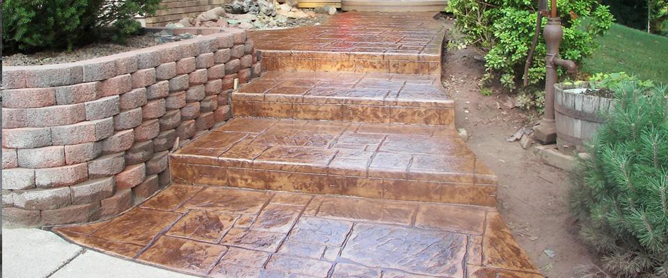 decorative stamped concrete steps