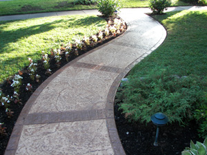 decorative stamped concrete walkway